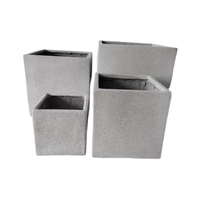 Lot de 4 pots de fleurs carrés en fibre d'argile pour l'intérieur et l'extérieur, pour la décoration de jardin.