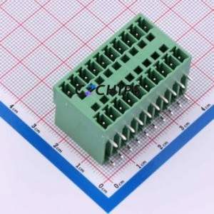 A381RH-10P0G36 Plug-in Terminal Block Bent Lead Through Hole,P=3.81mm Connector 2x10P 3.81mm Green 20P - Product Image 1