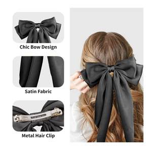 Pita kepang 10 buah/set 8 inci warna solid pita rambut panjang busur bebek klip rambut tagihan - Product Image 4