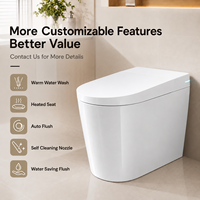 Vente en gros usine WC intelligent avec bidet, à poser au sol, siphon en P carré, écoulement latéral gauche ou droit personnalisé pour projets de condos et d'hôtels