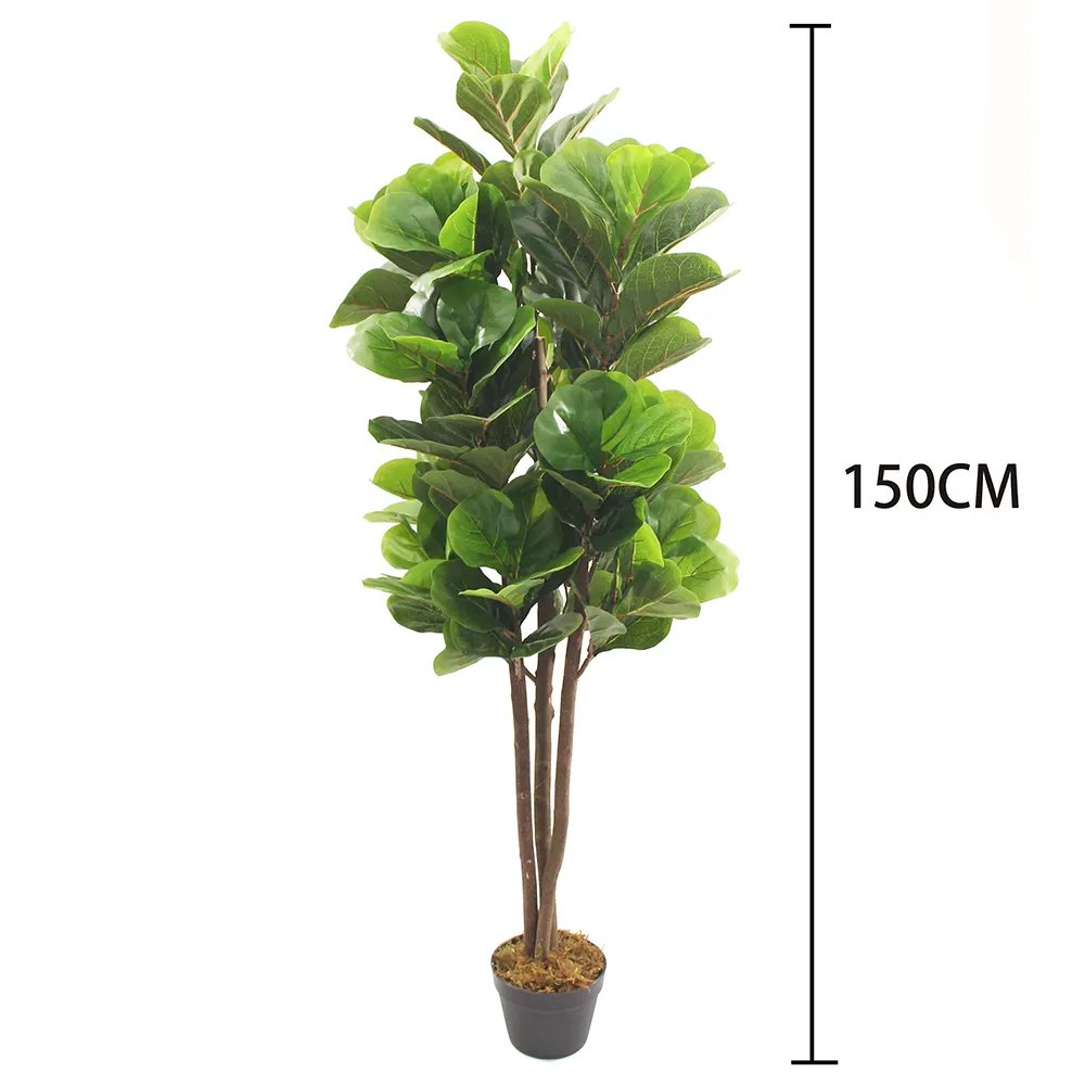 Hot Sale Artificial Fiddle Leaf Fig Tree Popular Artificial Bonsai Ficus Tree for Home Decoration Pots Plastic