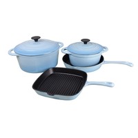 Ensemble de casseroles et poêles en fonte émaillée personnalisables pour la cuisine, idéal pour la cuisson des soupes et des bouillons