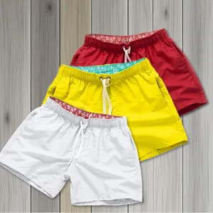 Wholesales Cheap Price Men Beach Nylon Shorts Summer Solid Color Beachwear Custom Design Quick Dry Pocket Men's Swim Shorts