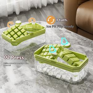 Multifunctional Press Type Ice <b>Cube</b> Mold Food Grade Plastic Metal Ice Cream Scoop Homemade Frozen Refrigerator <b>Storage</b> <b>Lid</b> <b>Box</b> - Product Image 6