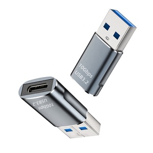 Adaptateur USB3.2 GEN2 10 Gbps <span class=keywords><strong>USB</strong></span> C Femelle vers <span class=keywords><strong>USB</strong></span> Mâle Type C vers <span class=keywords><strong>USB</strong></span> A Câble de Chargeur Convertisseur 3A 2A Charge Rapide Aluminium Gris - Product Image 2