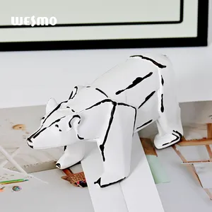 Polyresin orso polare casa figurine in resina statua di orso bianco in resina statuetta di design scultura