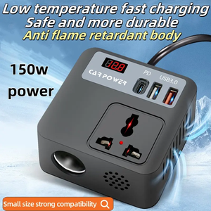 Tot Selling QC3.0 onduleur de voiture AC monophasé Super <span class=keywords><strong>rapide</strong></span> 150W avec USB-C PD et sortie cc 12/24V à <span class=keywords><strong>convertisseur</strong></span> 110-220V - Product Image 5
