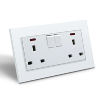 MVAVA UK Interrupteur à bouton-poussoir 1 gang 20A avec éclairage néon, prise murale électrique domestique avec port USB-C et chargeur secteur