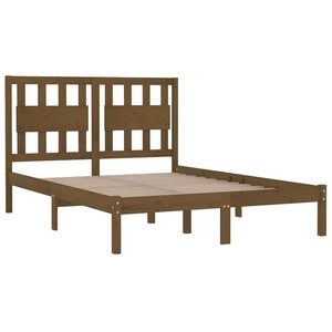 <span class=keywords><strong>Letto</strong></span> Moderno Europeo in Legno di Pino Massiccio con Contenitore, Marrone Miele, 200x200cm, Design Salvaspazio per Camere Piccole - Product Image 3