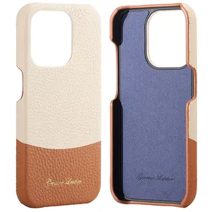 Luxury Leather Phone Case Hot Stamping Logo &Embossed Logo Pebble Leather Phone Cover Case for iPhone 14 Pro Max