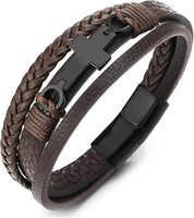 Nouveaux bracelets rétro transfrontaliers en PU tissés à la main avec des accessoires en alliage de gecko, boucle magnétique personnalisée, style européen et américain