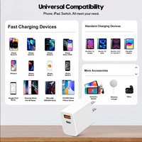 Chargeur rapide 30W Type C USB, adaptateur mural PD QC3.0, ABS PC ignifuge pour la maison, ordinateur portable, téléphone