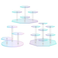 Support de présentation de cosmétiques en acrylique hexagonal circulaire moderne avec couches personnalisées et résistant à l'eau