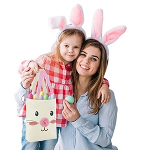Sacs fourre-tout en toile personnalisés avec motif d'oreilles de lapin de Pâques, avec logo imprimé, poche, sac en coton, sac de shopping, noir - Product Image 6