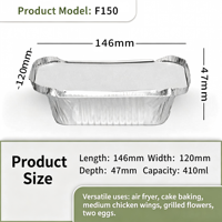 Plaque de cuisson rectangulaire profonde jetable en aluminium de 410 ml avec couvercle, qualité alimentaire, robuste, compatible four, pour la cuisson