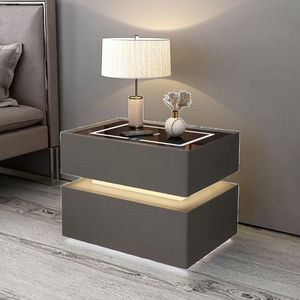 Mesita de Noche Moderna de Estilo Simple, de Madera Maciza de Alta Gama, con Almacenamiento, con Luz LED Automática, <span class=keywords><strong>2</strong></span> Cajones - Product Image 3