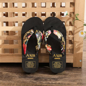 Sandales en satin à imprimé bronzé, tongs de plage économiques en EVA à <span class=keywords><strong>talon</strong></span> compensé pour femme - Product Image 3