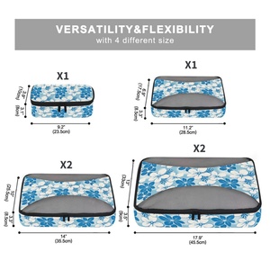 Organiseurs de bagages de voyage à compression avec imprimé floral bleu personnalisé, lot de 6 cubes de rangement pour valise - Product Image 6