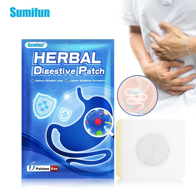 Sumifun stiker pencernaan Herbal untuk anak dewasa, tempelan detoksifikasi untuk mengobati perut, plester Herbal pencernaan