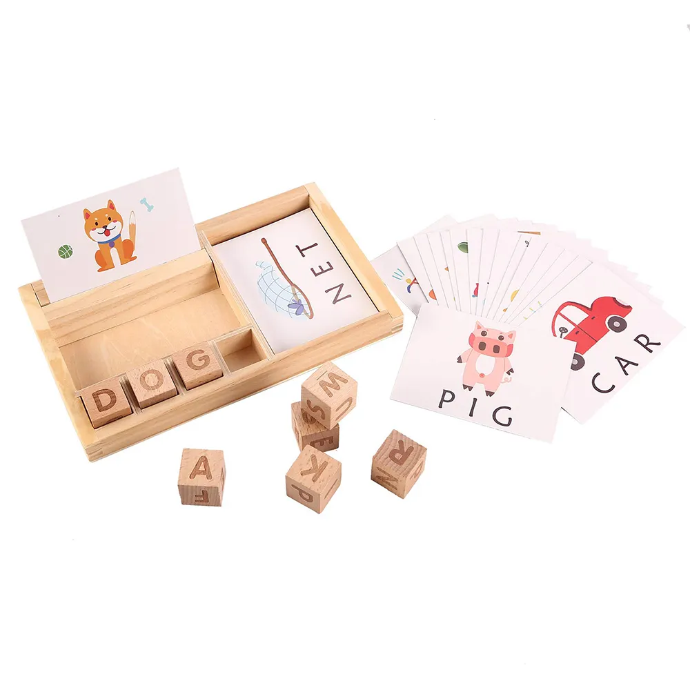 עץ צעצועים חינוכיים למידה התאמת מכתב משחקי ומפתחת האלפבית מילות איות מיומנויות מכתב בלוק עבור בנות בני