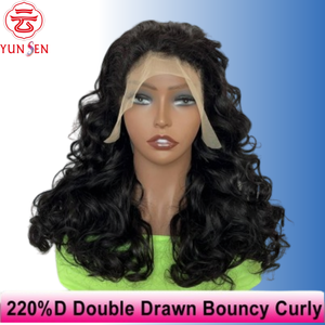 <span class=keywords><strong>Perruque</strong></span> frontale complète bouclée et rebondissante en cheveux humains, densité 220 % - Product Image 5