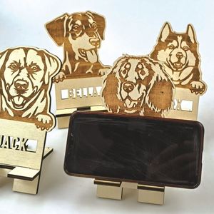 Support de téléphone en bois découpé au laser, motif chiens mignons, support mobile amovible pour décoration de bureau, vente en gros, dropshipping - Product Image 1