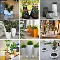 Jardinières en fibre de verre KH personnalisées, décoration de plantes d'extérieur, résistance aux UV, grandes jardinières en FRP pour la maison, pots à fleurs en ciment de fibre de verre pour l'intérieur