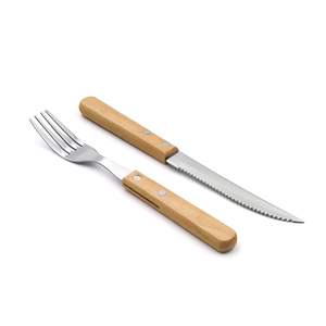2pcs thép không gỉ răng cưa bít tết dao ngã ba đặt gỗ xử lý nhà hàng cắt kim loại bền thoải mái gỗ xử lý - Product Image 2