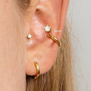 ROXI Pendientes de Plata de Ley S925 con Circonita de Cuatro Garras de 1.5mm-3mm, 16G, con Cabeza Plana y Rosca para Perforación - Product Image 6