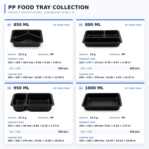 Barquette en plastique jetable noire en PP à 3 compartiments avec logo personnalisé pour viande, volaille et aliments surgelés en supermarché - Product Image 5