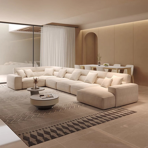 Canapé carré en tissu de style italien minimaliste, en tissu givré, à dossier haut confortable, pour salon - Product Image 5