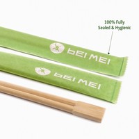 Palillos Desechables de Bambú Envueltos Individualmente con Fundas de Papel Impresas, Vajilla para Llevar para Suministro al por Mayor