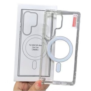 Custodia per telefono in plastica trasparente trasparente Anti-caduta magnetica per <span class=keywords><strong>Samsung</strong></span> S22 S23 S24 S25 Ultra-custodia per custodia cellulare con confezione - Product Image 3