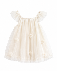 Elegante Vestido de Tul con Apliques Florales para Bebé Niña con Lazo Grande para Bodas - Product Image 2