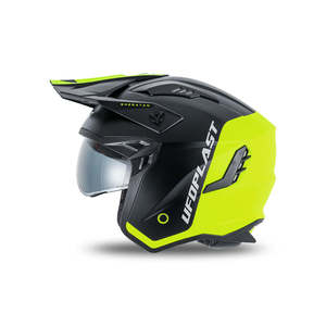 SHERATAN JET CROSS XL casco Motocross con visiera giallo fluorescente guscio in fibra di vetro nero costruzione per la guida di motocicli - Product Image 1
