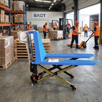 Chariot élévateur à ciseaux hydraulique manuel BOAT avec roues en PU et patins anti-basculement, capacité de levage élevée pour la manutention des matériaux en entrepôt