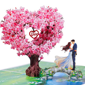 การ์ดอวยพรวาเลนไทน์รูปหัวใจต้นไม้ พร้อมซอง 3 มิติ ป๊อปอัพ สำหรับงานหมั้นและงาน<span class=keywords><strong>แต่งงาน</strong></span> - Product Image 1