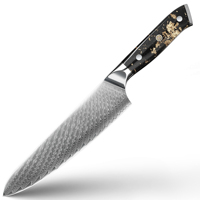 Couteau de chef japonais Damas 8 pouces, lame en acier à haute teneur en carbone avec manche en résine de platine de luxe pour une coupe de précision