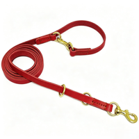 Laisse pour chien OEM de 8 pieds en cuir véritable, réglable, mains libres, avec quincaillerie en laiton, double poignée, pour la randonnée