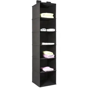 Hanging Closet Organizer, 6-Shelf Hanging Clothes Storage Box Collapsible Accessory Shelves Hanging Closet Cubby for Sweater