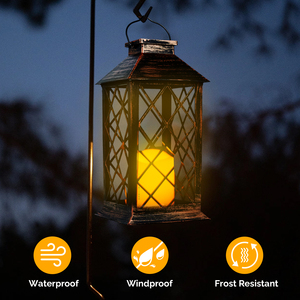Vintage Metal Solar Lantern Waterproof Hanging Solar <b>Light</b> with Flower Pattern Outdoor Decor <b>for</b> Backyard <b>Pathway</b> Party - Product Image 4