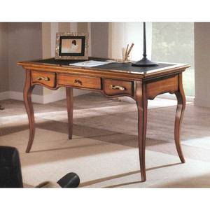 Scrivania per Computer da ufficio in legno con pannello in ecopelle a 3 cassetti ed estensibile con caratteristiche di conservazione durevoli - Product Image 1