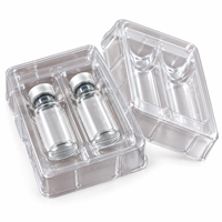 Boîte en plastique transparente à clapet pour 2 flacons, emballage pour flacons de médicaments