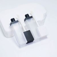 Contenant en plastique pour brillant à lèvres, emballage cosmétique pour rouge à lèvres, tube carré givré de 3 ml avec couvercle noir, logo personnalisé, vente en gros