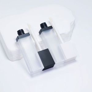 Wholesale Plastic Lip Gloss Container Lipstick Cosmetic Packaging 3ML Square Frosted <b>Lipgloss</b> Tube Black Lid Custom Logo - Product Image 3