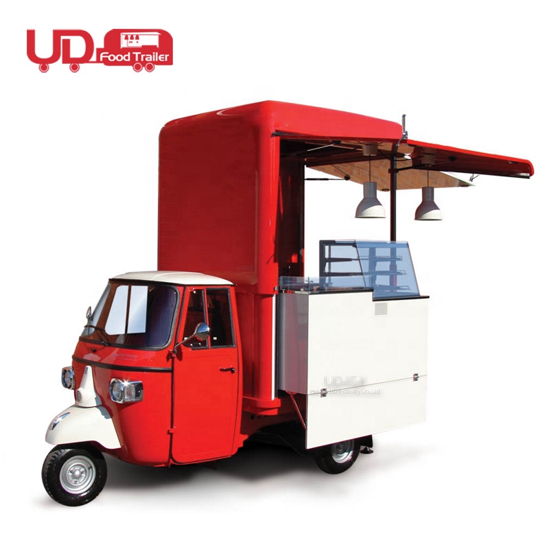 패스트 푸드 트럭 작은 전기 삼륜차 식품 카트 Piaggio Ape 인도