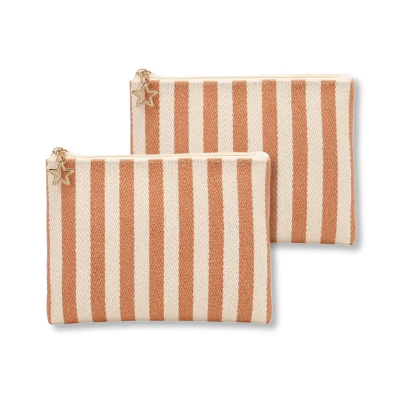 New Large Capacity Custom Design Striped Cute Blank Travel Rpet Canvas Cotton Make Up Toiletry Bag Cosmetic Kit Bags With Handle