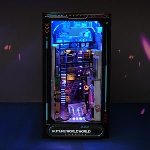 Casa <span class=keywords><strong>de</strong></span> Muñecas <span class=keywords><strong>de</strong></span> Madera DIY TC36, Estilo Cyberpunk Futurista, Mini Modelo Creativo 3D para Decoración <span class=keywords><strong>de</strong></span> Librerías - Product Image 2