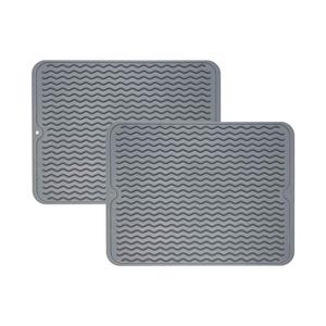 Tapis de séchage de vaisselle en silicone pour usages multiples, facile à nettoyer, écologique, tapis en silicone résistant à la chaleur pour comptoir de cuisine ou évier - Product Image 1