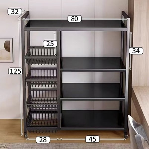 Étagère de cuisine métallique à 4 niveaux, économique, sur pied, avec paniers rotatifs à roulettes, pour rangement domestique de casseroles - Product Image 2